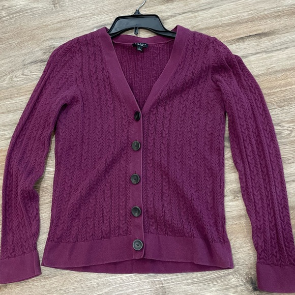 Talbots Small Purple Knitted Cardigan Sweater w/ 5 Buttons - Picture 1 of 8